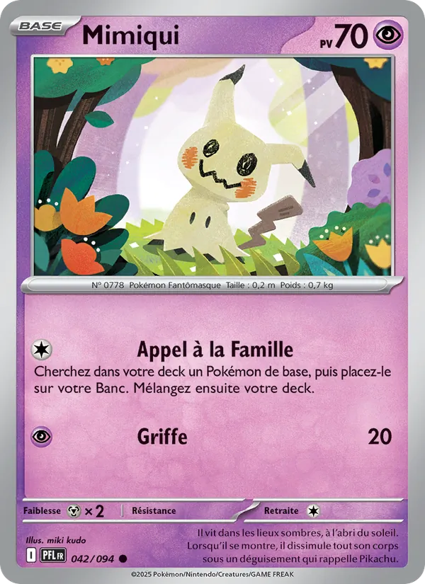 Carte Pokémon Mimiqui 042/94 de l'extension Flammes Fantasmagoriques