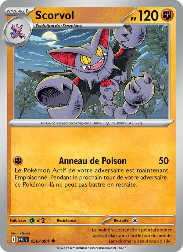 Carte Pokémon Scorvol 050/94 de l'extension Flammes Fantasmagoriques