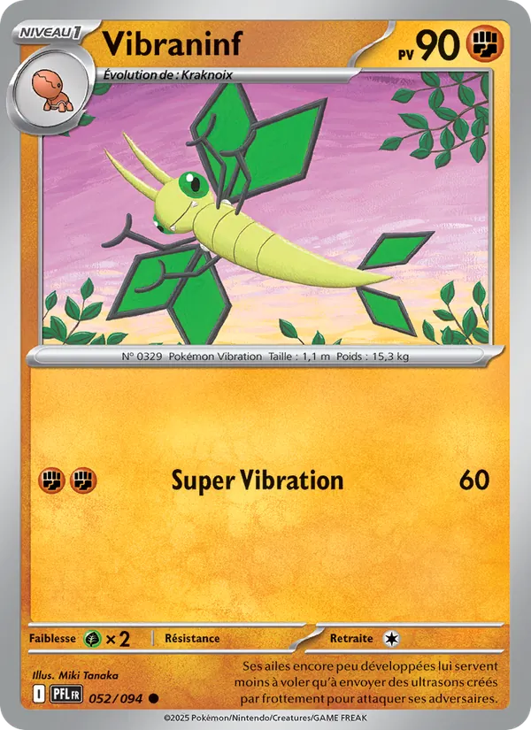 Carte Pokémon Vibraninf 052/94 de l'extension Flammes Fantasmagoriques