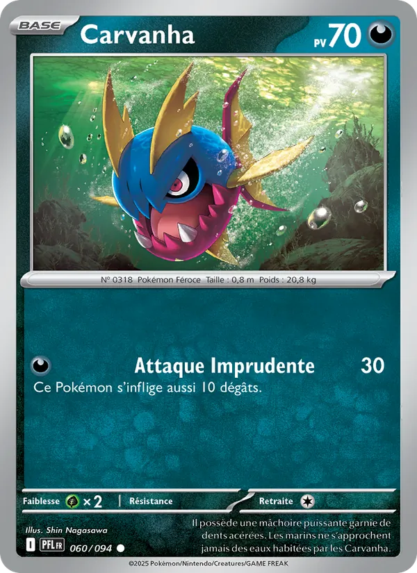 Carte Pokémon Carvanha 060/94 de l'extension Flammes Fantasmagoriques