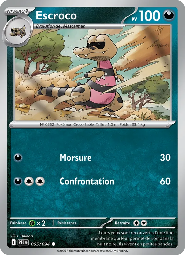 Carte Pokémon Escroco 065/94 de l'extension Flammes Fantasmagoriques