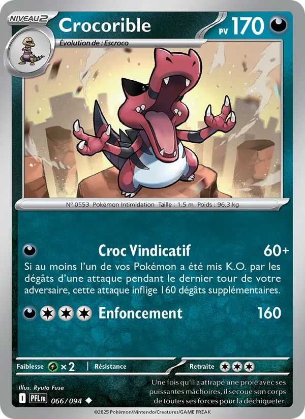 Carte Pokémon Crocorible 066/94 de l'extension Flammes Fantasmagoriques