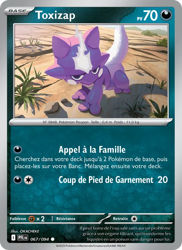 Carte Pokémon Toxizap 067/94 de l'extension Flammes Fantasmagoriques