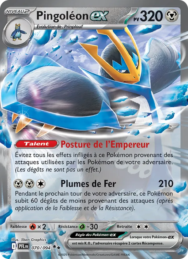Carte Pokémon Pingoléon-ex 070/94 de l'extension Flammes Fantasmagoriques
