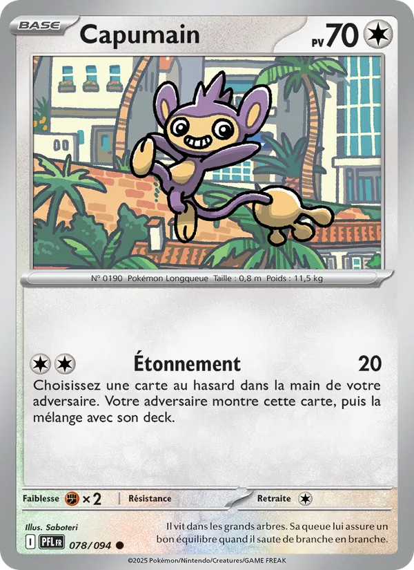 Carte Pokémon Capumain 078/94 de l'extension Flammes Fantasmagoriques