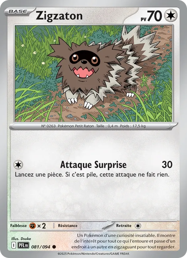 Carte Pokémon Zigzaton 081/94 de l'extension Flammes Fantasmagoriques
