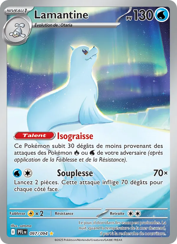 Carte Pokémon Lamantine 097/94 de l'extension Flammes Fantasmagoriques