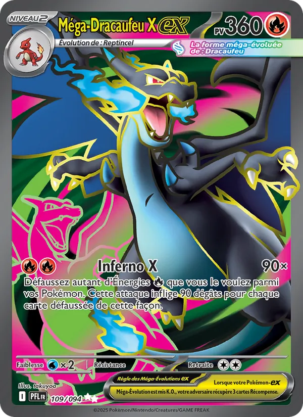 Carte Pokémon Méga-Dracaufeu X-ex 109/94 de l'extension Flammes Fantasmagoriques