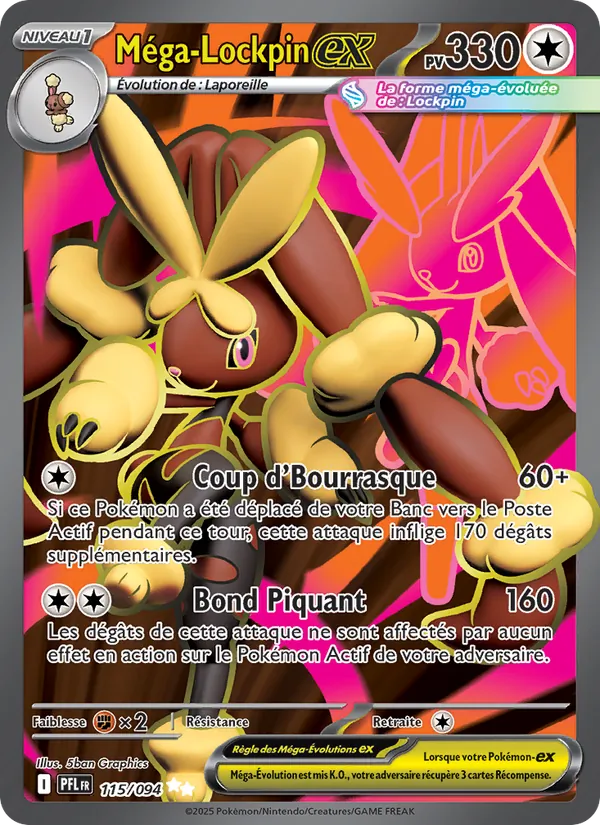 Carte Pokémon Méga-Lockpin-ex 115/94 de l'extension Flammes Fantasmagoriques
