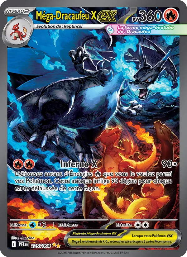 Carte Pokémon Méga-Dracaufeu X-ex 125/94 de l'extension Flammes Fantasmagoriques