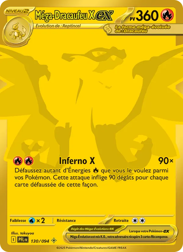 Carte Pokémon Méga-Dracaufeu X-ex 130/94 de l'extension Flammes Fantasmagoriques