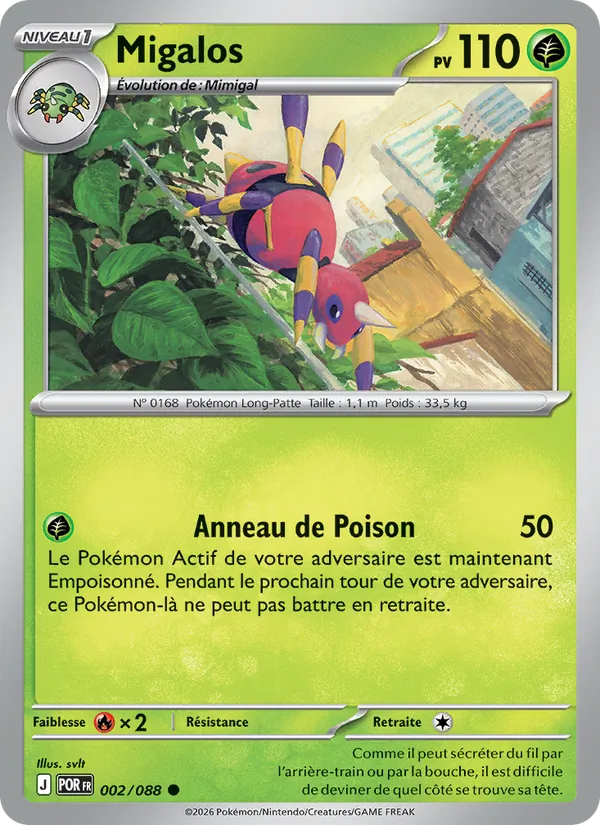 Carte Pokémon Migalos 002/88 de l'extension Équilibre Parfait
