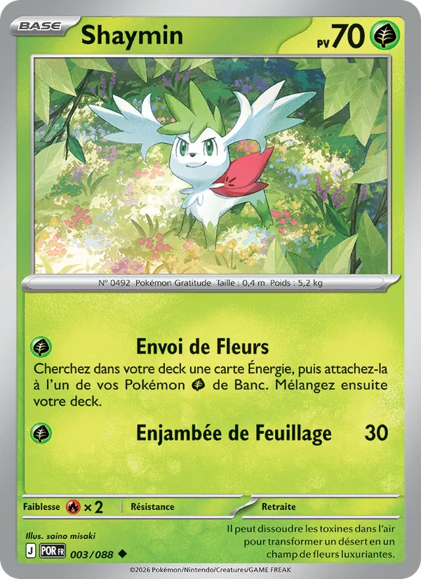Carte Pokémon Shaymin 003/88 de l'extension Équilibre Parfait
