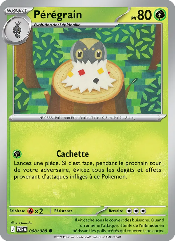 Carte Pokémon Pérégrain 008/88 de l'extension Équilibre Parfait