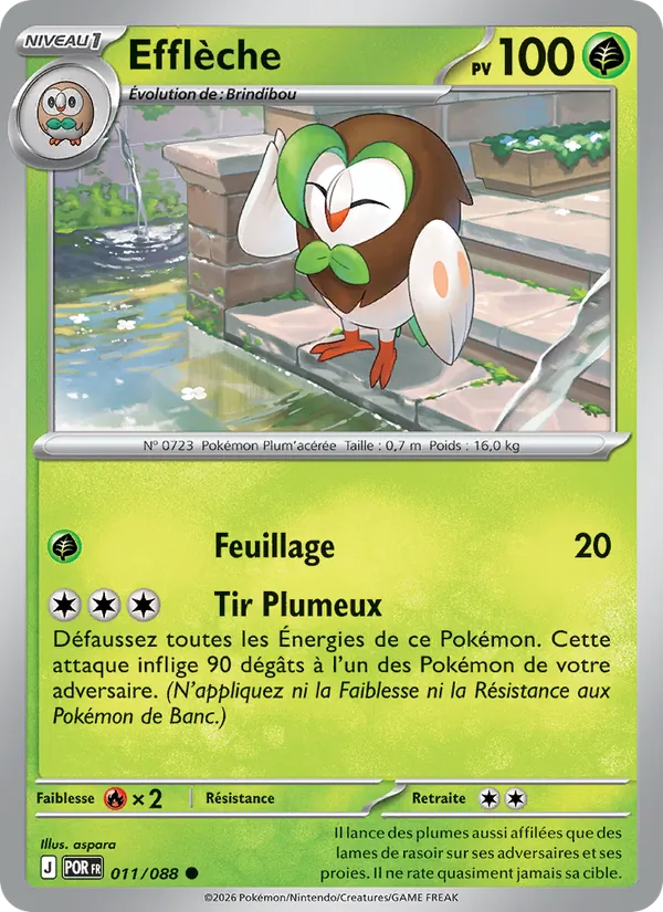 Carte Pokémon Efflèche 011/88 de l'extension Équilibre Parfait