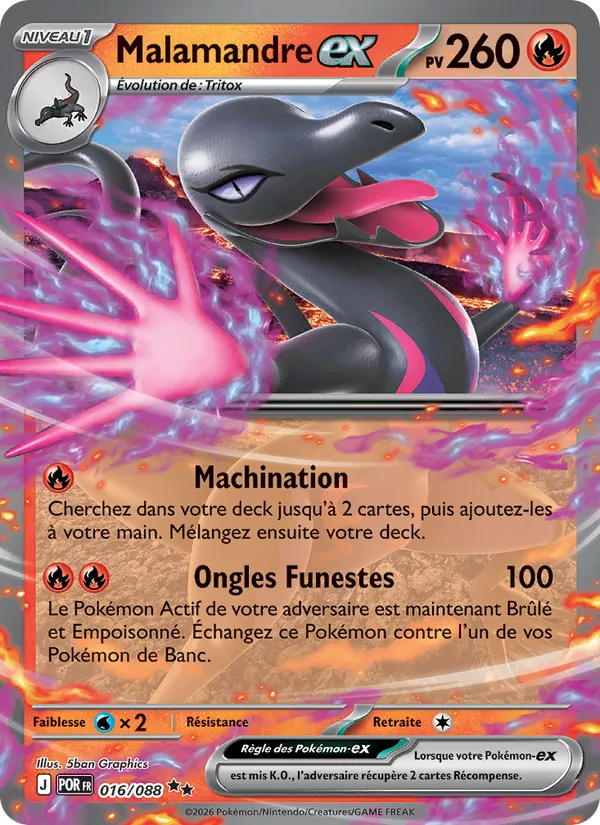 Carte Pokémon Malamandre-ex 016/88 de l'extension Équilibre Parfait
