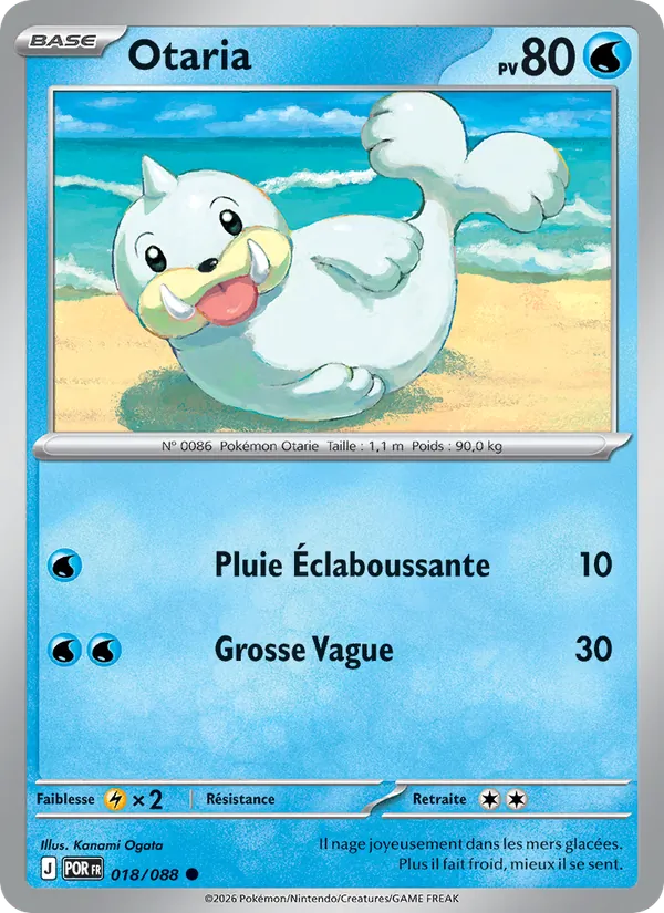 Carte Pokémon Otaria 018/88 de l'extension Équilibre Parfait