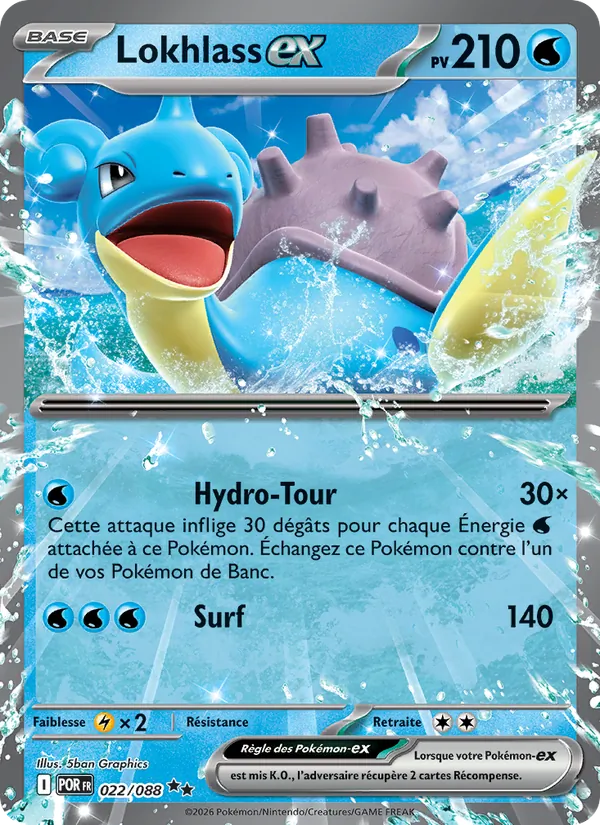 Carte Pokémon Lokhlass-ex 022/88 de l'extension Équilibre Parfait
