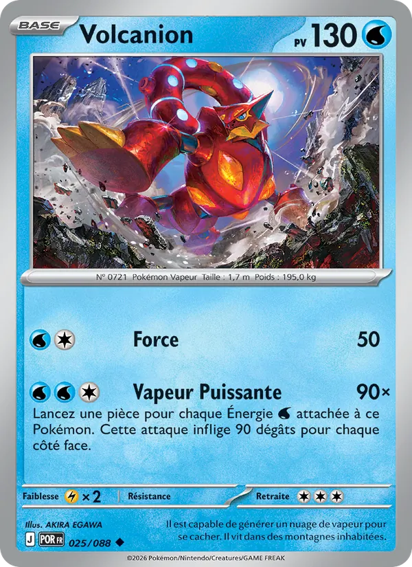 Carte Pokémon Volcanion 025/88 de l'extension Équilibre Parfait
