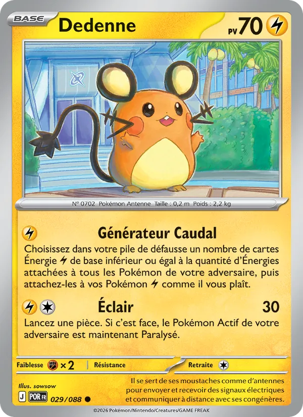 Carte Pokémon Dedenne 029/88 de l'extension Équilibre Parfait