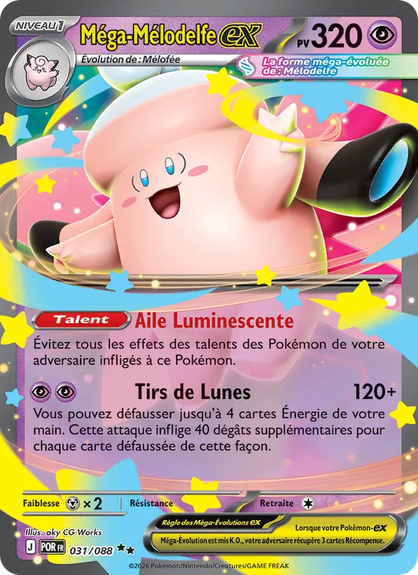 Carte Pokémon Méga-Mélodelfe-ex 031/88 de l'extension Équilibre Parfait