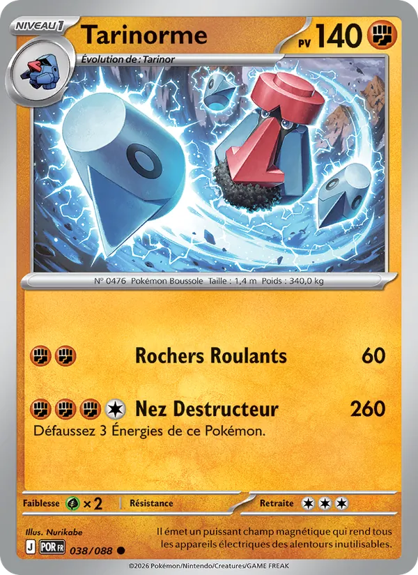 Carte Pokémon Tarinorme 038/88 de l'extension Équilibre Parfait