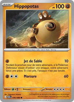Carte Pokémon Hippopotas 039