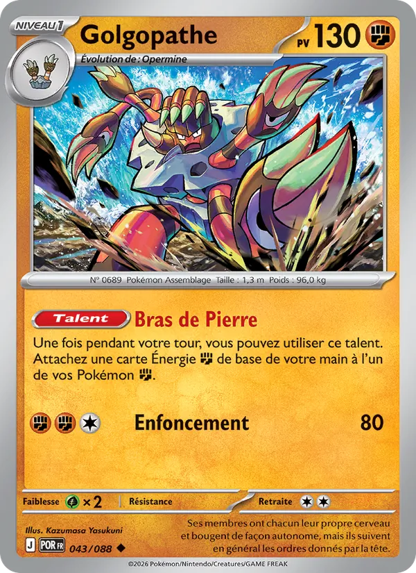 Carte Pokémon Golgopathe 043/88 de l'extension Équilibre Parfait