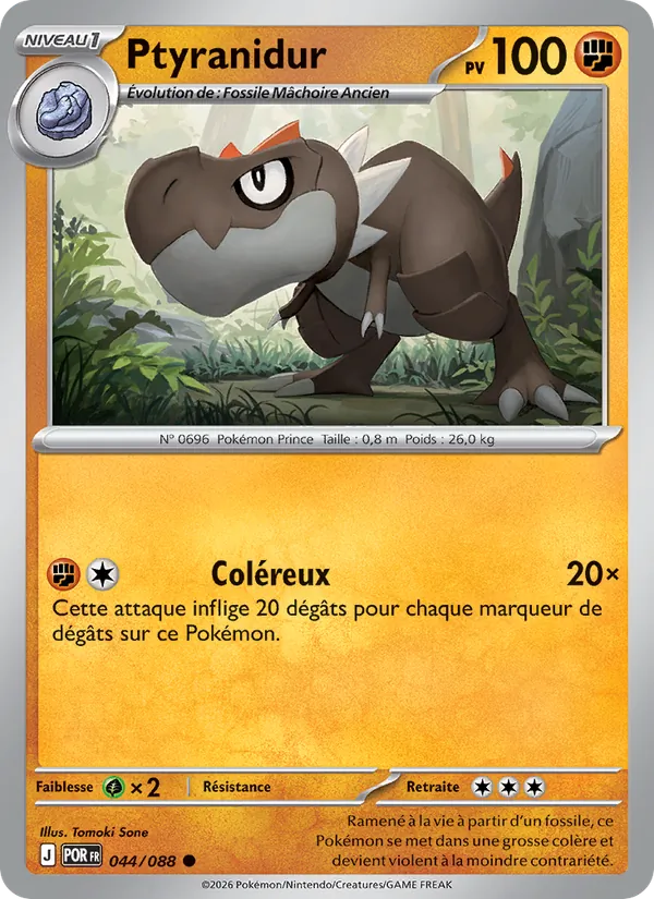 Carte Pokémon Ptyranidur 044/88 de l'extension Équilibre Parfait