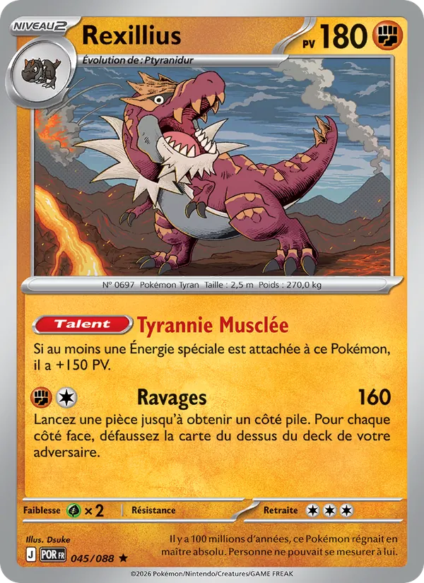 Carte Pokémon Rexillius 045/88 de l'extension Équilibre Parfait