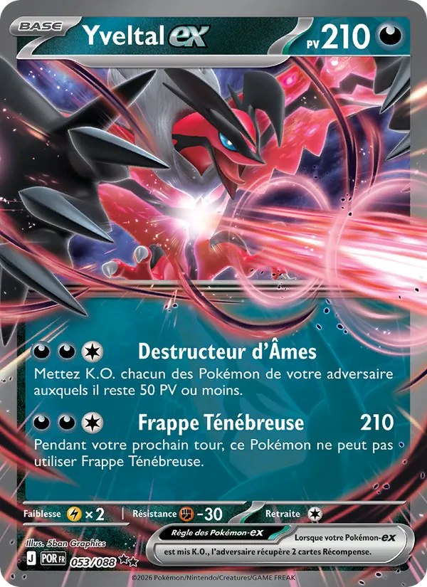 Carte Pokémon Yveltal-ex 053/88 de l'extension Équilibre Parfait
