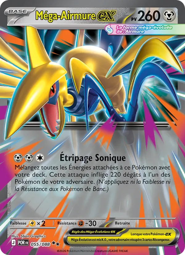 Carte Pokémon Méga-Airmure-ex 055/88 de l'extension Équilibre Parfait