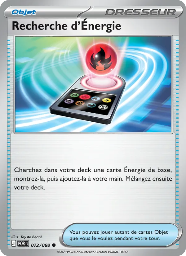 Carte Pokémon Recherche d'Énergie 072/88 de l'extension Équilibre Parfait