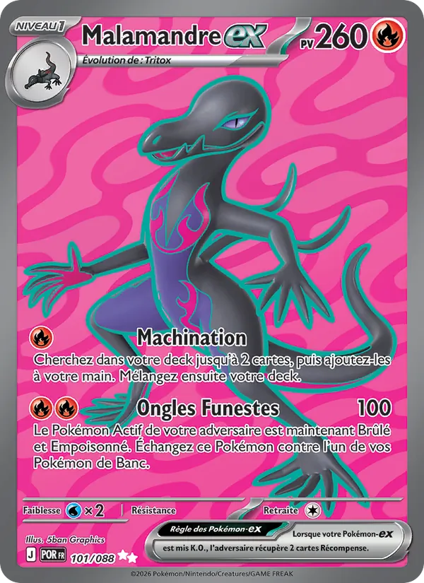 Carte Pokémon Malamandre-ex 101/88 de l'extension Équilibre Parfait