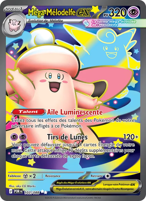 Carte Pokémon Méga-Mélodelfe-ex 103/88 de l'extension Équilibre Parfait
