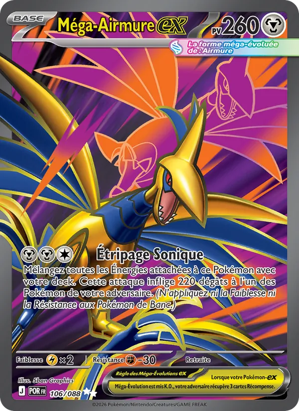 Carte Pokémon Méga-Airmure-ex 106/88 de l'extension Équilibre Parfait