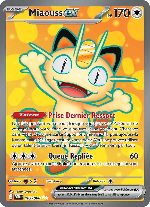 Carte Pokémon Miaouss-ex 107/88 de l'extension Équilibre Parfait