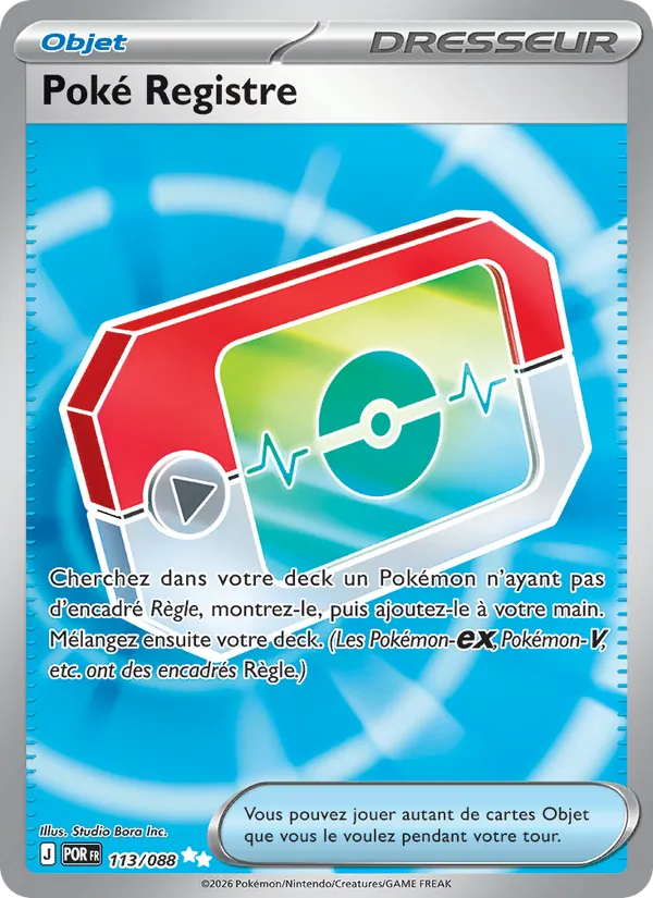 Carte Pokémon Poké Registre 113/88 de l'extension Équilibre Parfait