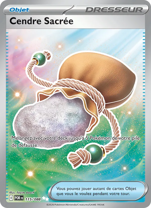Carte Pokémon Cendre Sacrée 115/88 de l'extension Équilibre Parfait