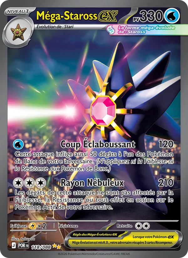 Carte Pokémon Méga-Staross-ex 118/88 de l'extension Équilibre Parfait