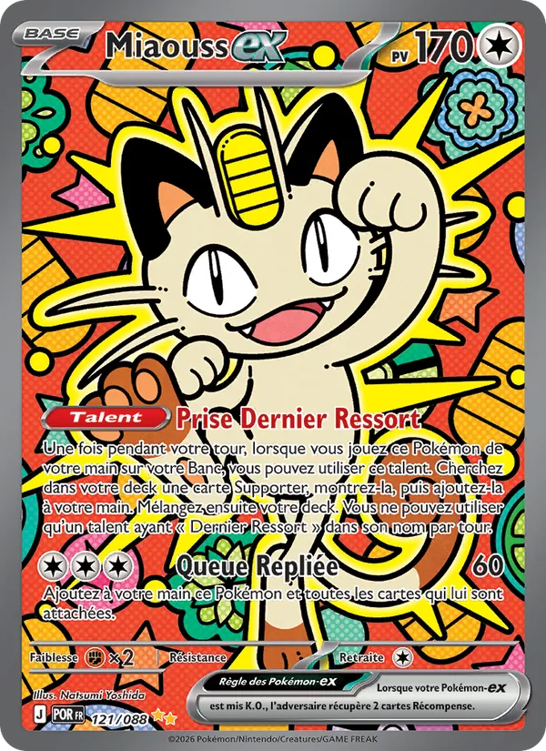 Carte Pokémon Miaouss-ex 121/88 de l'extension Équilibre Parfait