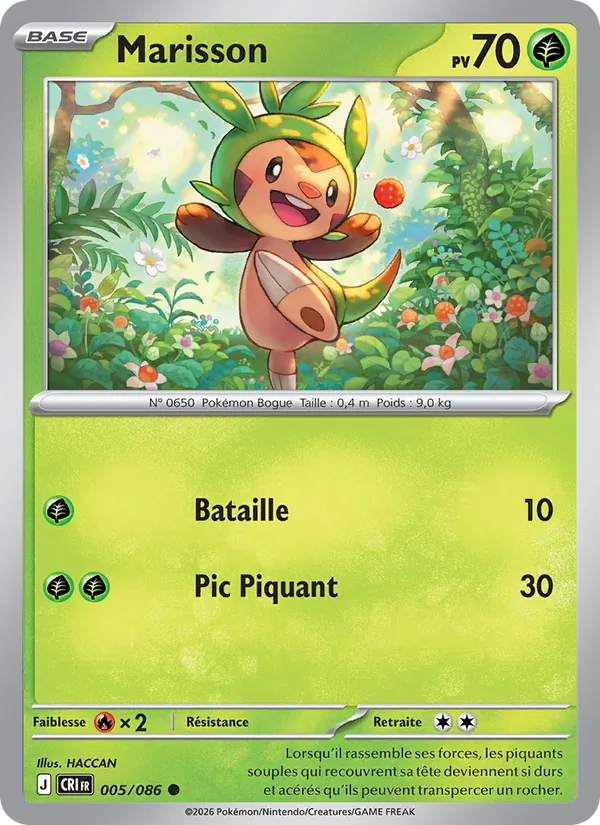 Carte Pokémon Marisson 005/86 de l'extension Chaos Ascendant