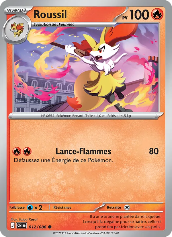 Carte Pokémon Roussil 012/86 de l'extension Chaos Ascendant