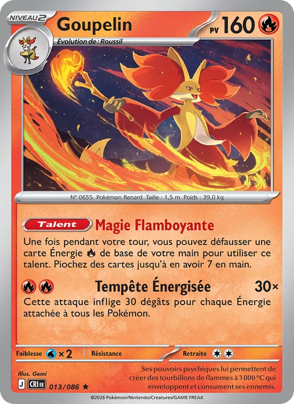 Carte Pokémon Goupelin 013/86 de l'extension Chaos Ascendant