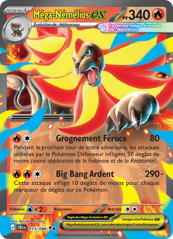 Carte Pokémon Méga-Némélios-ex 015/86 de l'extension Chaos Ascendant