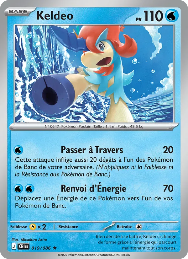 Carte Pokémon Keldeo 019/86 de l'extension Chaos Ascendant