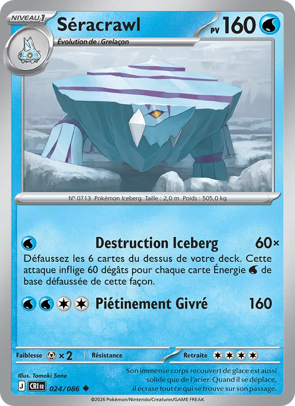 Carte Pokémon Séracrawl 024/86 de l'extension Chaos Ascendant