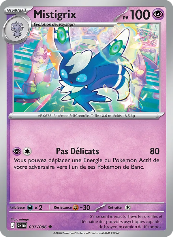 Carte Pokémon Mistigrix 037/86 de l'extension Chaos Ascendant