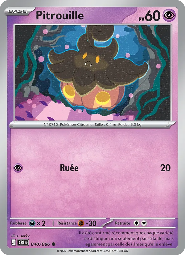Carte Pokémon Pitrouille 040/86 de l'extension Chaos Ascendant