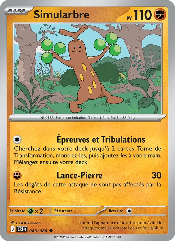 Carte Pokémon Simularbre 043/86 de l'extension Chaos Ascendant